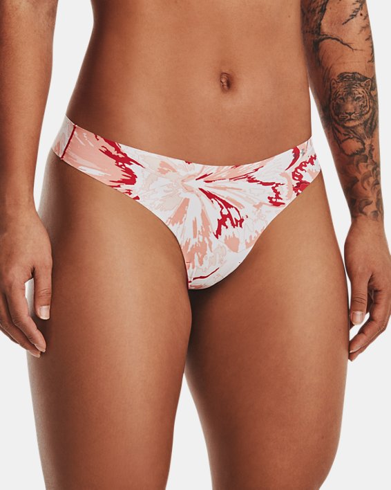 Women's UA Pure Stretch Thong 3-Pack Printed, Pink, pdpMainDesktop image number 0